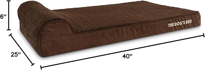 The Dog’s Bed Orthopedic Headrest Dog Bed XL Brown Plush, Memory Foam, Pain Relief for Arthritis, Hip & Elbow Dysplasia, Post Surgery, Lameness, Waterproof Washable Cover