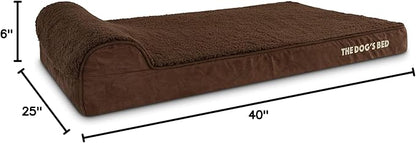The Dog’s Bed Orthopedic Headrest Dog Bed XL Brown Plush, Memory Foam, Pain Relief for Arthritis, Hip & Elbow Dysplasia, Post Surgery, Lameness, Waterproof Washable Cover