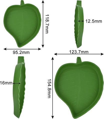 Leaf Shape Reptile Food Water Bowl 2 Pieces Reptile Plate Dish Drinking Bowl for Tortoise Corn Snake Crawl Pet Drinking and Eating, 2 Sizes
