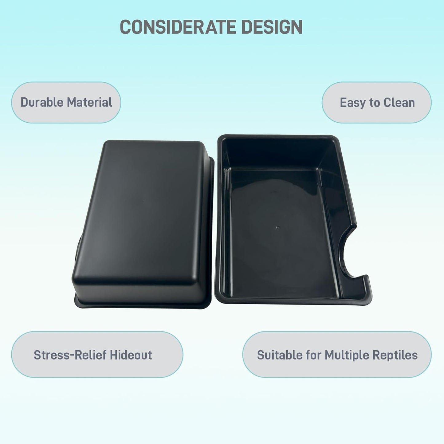 2 Pcs Durable Reptile Hide Box, Ball Python Hide, Leopard Gecko Hide, Bearded Dragon Hide, Easy to Clean Reptile Hides Cave for Tank, Snake Hide Enclosure (9.45" x 6.89" x 2.17" Large)