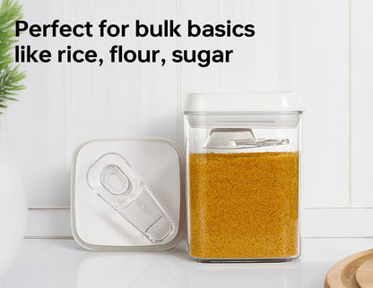 Felli Flip Tite Food Storage Container with Scoop & Lid 5" LARGE Airtight Ring Top, Acrylic Canister for Sugar Flour Baking Powder Rice Pasta, Kitchen Organizer Christmas Gift Set (10pk, Variety)