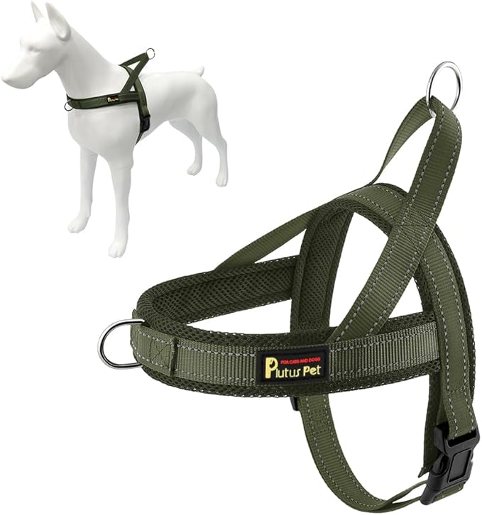 Plutus Pet No Pull Dog Harness with Breathable Mesh Padded, Adjustable Reflective Escape Proof Dog Harness, Quick Fit Dog Vest Harness for Small Medium Large Dogs(XXS, Ranger Green)