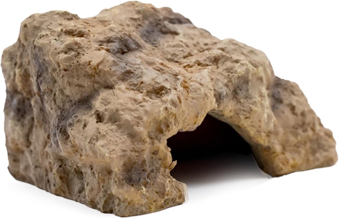 Reptile Hide for Leopard Gecko, Bearded Dragon, Ball Python & Tortoise – Terrarium Habitat Décor, Snake & Lizard Hideout(Resin, Large)