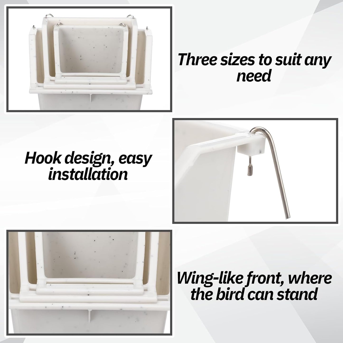 LemonRoad 3 Pcs Bird Cage Feeders Winged Plastic Cup Universal Cage Waterer Milky White Food Dishes Bowl Pet Supplies Accessories for Small Bird