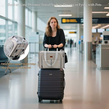 Khaki Dog Carrier Airline Approved,Small Puppy Bag Cats Carriers Soft,Softsides Expandable,Rabbit Bunny Pets Travel Carriers Small Animals Outdoor Carry Kennel