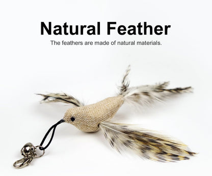 TTcat Feather Toys, 4 Pcs Simulation Birds Refills, Cat Toys Replacement Feathers for Cat Kitten Wand.