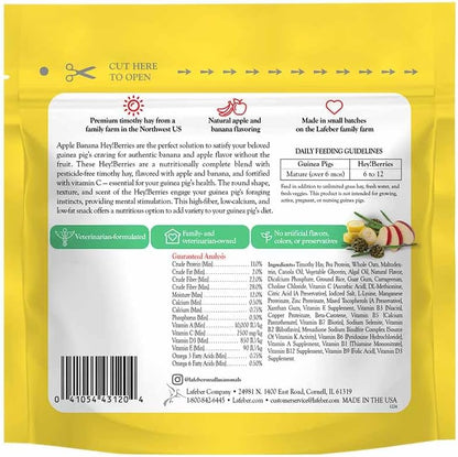 LAFEBER'S Hey!Berries for Guinea Pigs 5 oz (Natural Apple and Banana Flavoring)