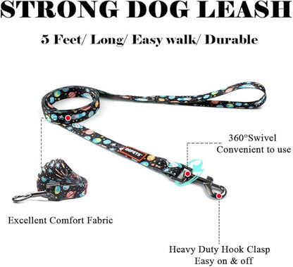 QQPETS Dog Harness Leash Set Adjustable Heavy Duty No Pull Halter Harnesses for Small Medium Large Breed Dogs Back Clip Anti-Twist Perfect for Walking (M(19"-26" Chest Girth), Space)