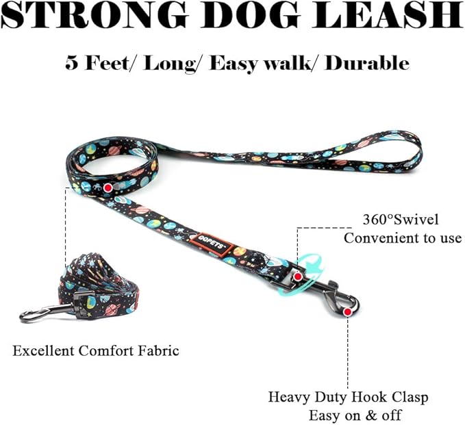 QQPETS Dog Harness Leash Set Adjustable Heavy Duty No Pull Halter Harnesses for Small Medium Large Breed Dogs Back Clip Anti-Twist Perfect for Walking (L(23"-32" Chest Girth), Space)