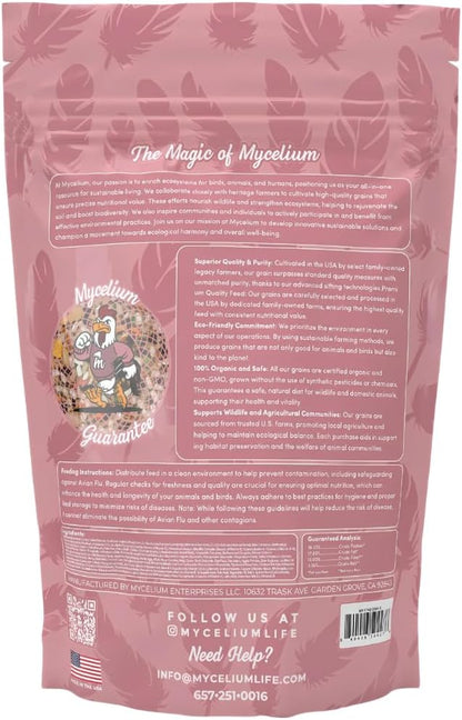 Mycelium Large Pet Bird Food | Clean & Safe Bird Seed Mix for Macaws, Cockatoos, Parrots | High in Protein & Fat with Egg, Corn, Vitamins, Peanuts & Hemp Seed | Organic & Non-GMO 5 lb Bag