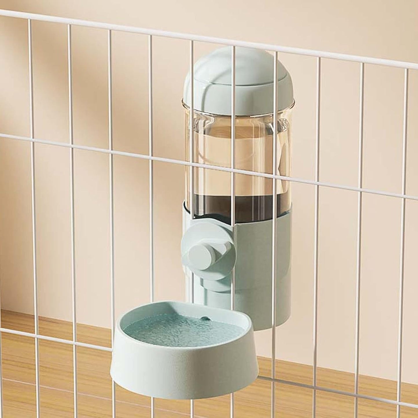 Pet Dog Cat Hanging Automatic Feeders Drinking Bowls, Auto Gravity Rabbits Feeder Water Set, Cage Pet Feeding Bowls Dispenser for Cats Dogs Puppy, Rabbit Hamsters Chinchilla Hedgehog (Green-Water)