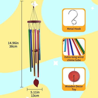 Extra-Large Bird Chewing Toys for Cage, Conure Wind Chimes Enrichment Toy with Colorful Stick, Art Hanging Decoration Bird Parrot Chime Toys for Conure, Budgie, Parakeet, Cockatiel