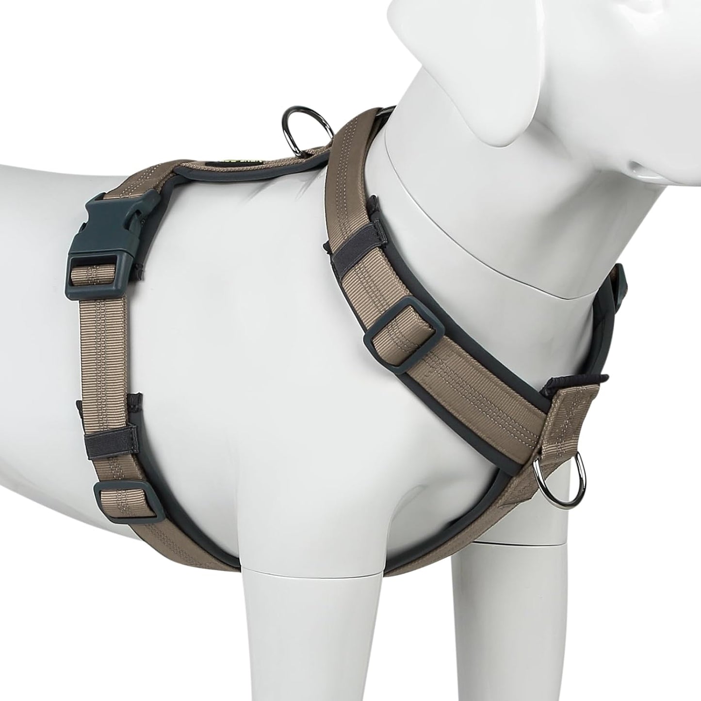 Plutus Pet No Pull Dog Harness, Adjustable Nylon Harness with Soft Padding, Reflective and Heavy Duty Dog Harness for Small, Medium, Large Dogs(Beige, M)