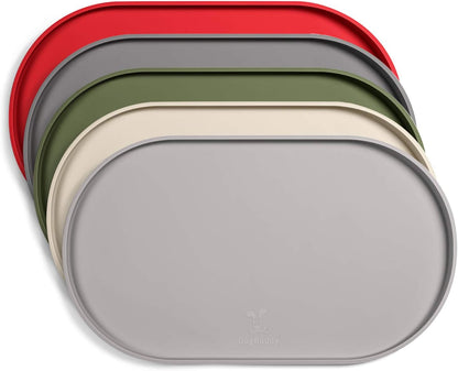 DogBuddy Dog Food Mat - Waterproof Dog Bowl Mat, Silicone Pet Mat for Food and Water Bowls, Nonslip Pet Feeding Mat with Edges, Dogs Food Mats for Floors, Puppy Supplies (XXL: 32" x 19", Dove)