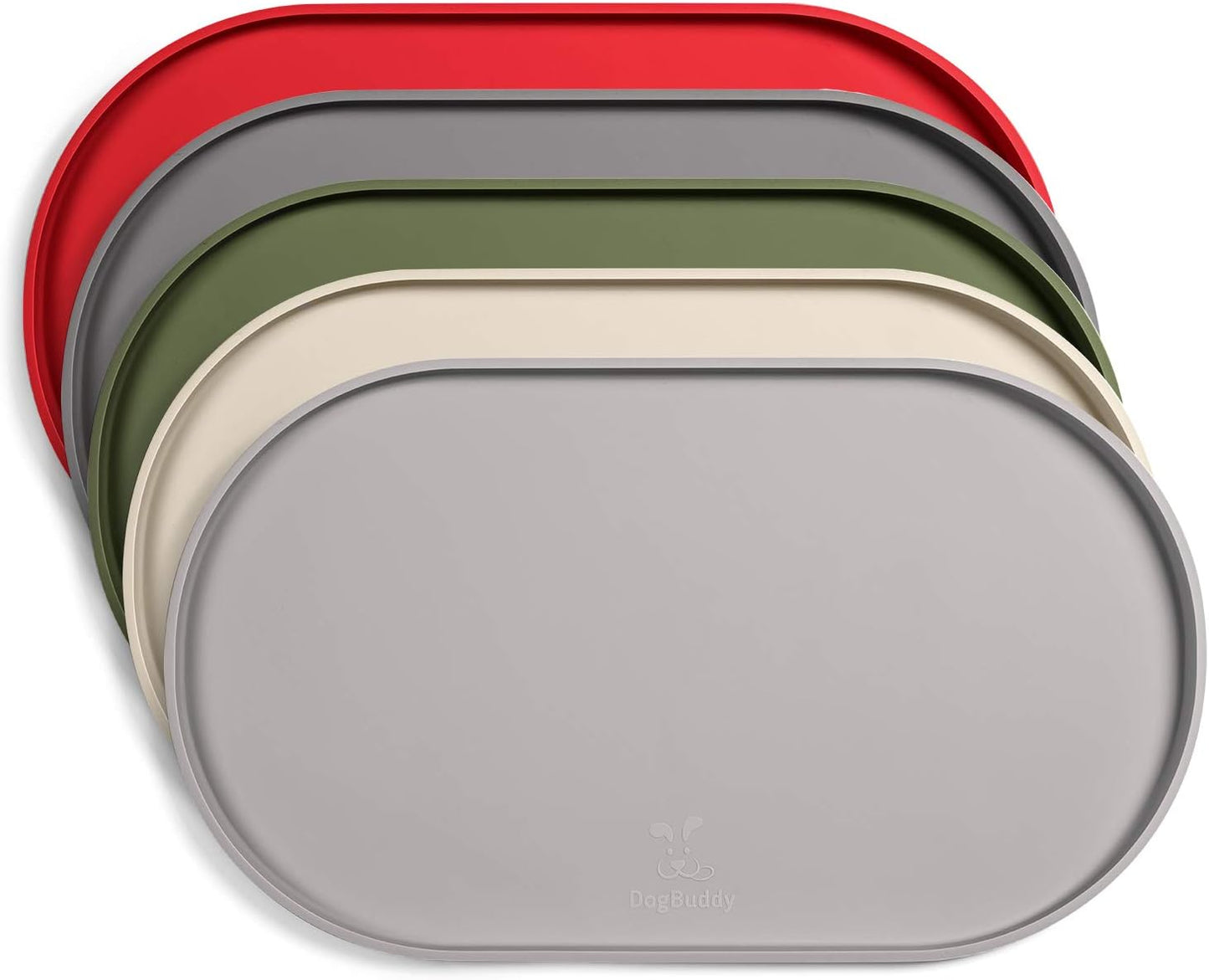 DogBuddy Dog Food Mat - Waterproof Dog Bowl Mat, Silicone Pet Mat for Food and Water Bowls, Nonslip Pet Feeding Mat with Edges, Dogs Food Mats for Floors, Puppy Supplies (Large, Dove)