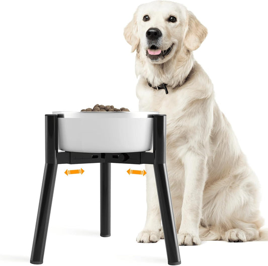 Dog Bowl Stand for Medium & Large Dogs, Adjustable Width 7-10.7", 11in Tall Elevated Dog Food Water, Bowl Not Included