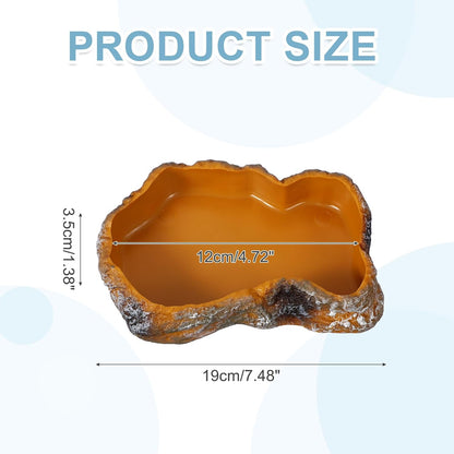 Reptile Food Bowl, Reptile Feeding Dish Corner Bowl Water Resin Rock Worm Feeder Dish m (7.5 in, Orange), Intended for Lizards/o/Scaled Pet/Leopard o/Spiders