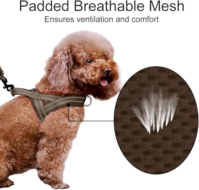 Plutus Pet No Pull Dog Harness with Breathable Mesh Padded, Adjustable Reflective Escape Proof Dog Harness, Quick Fit Dog Vest Harness for Small Medium Large Dogs(L, Chocolate)