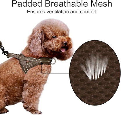 Plutus Pet No Pull Dog Harness with Breathable Mesh Padded, Adjustable Reflective Escape Proof Dog Harness, Quick Fit Dog Vest Harness for Small Medium Large Dogs(L, Chocolate)