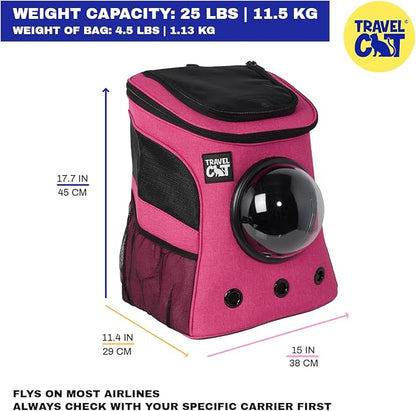 Fat Cat Backpack Carrier - Airline Approved Cat Carrier with Space Capsule Bubble for for Small Cats, Kitten - Premium Deep Rose Pink Cat Carrier Backpack for Outdoor, Travel, Hiking, Pet Supplies