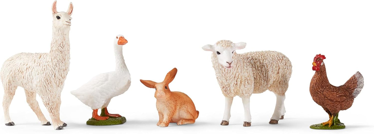 Schleich Farm World 5-Piece Farm Animal Toy Set Including Cute Llama, Rabbit, Sheep, Hen and Goose Figurines - Realistic Animal Toys for Toddlers & Kids Ages 3+
