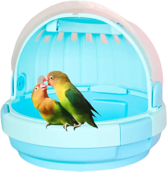 Bird Carrier with Handle - Parrot Carrier Lightweight Portable Pets Suitcase Transparent Breathable Cage for Small and Medium Birds Parrots Parakeet Cockatiels Conure Birds Accessories (Blue)