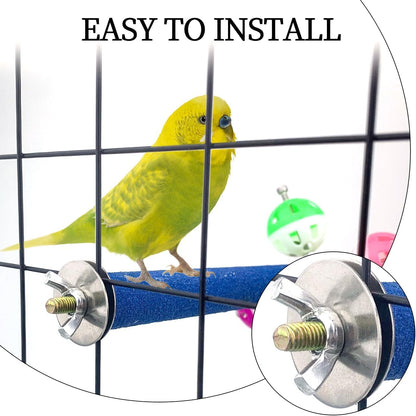 FlidRunest Perch Toy with Rotating Balls for Birds, Rough-surfaced Natural Parrot Perch Toy, Bird Bell Balls for Budgies,Parakeets, Parrots,Cockatiels,Lovebirds,Conures