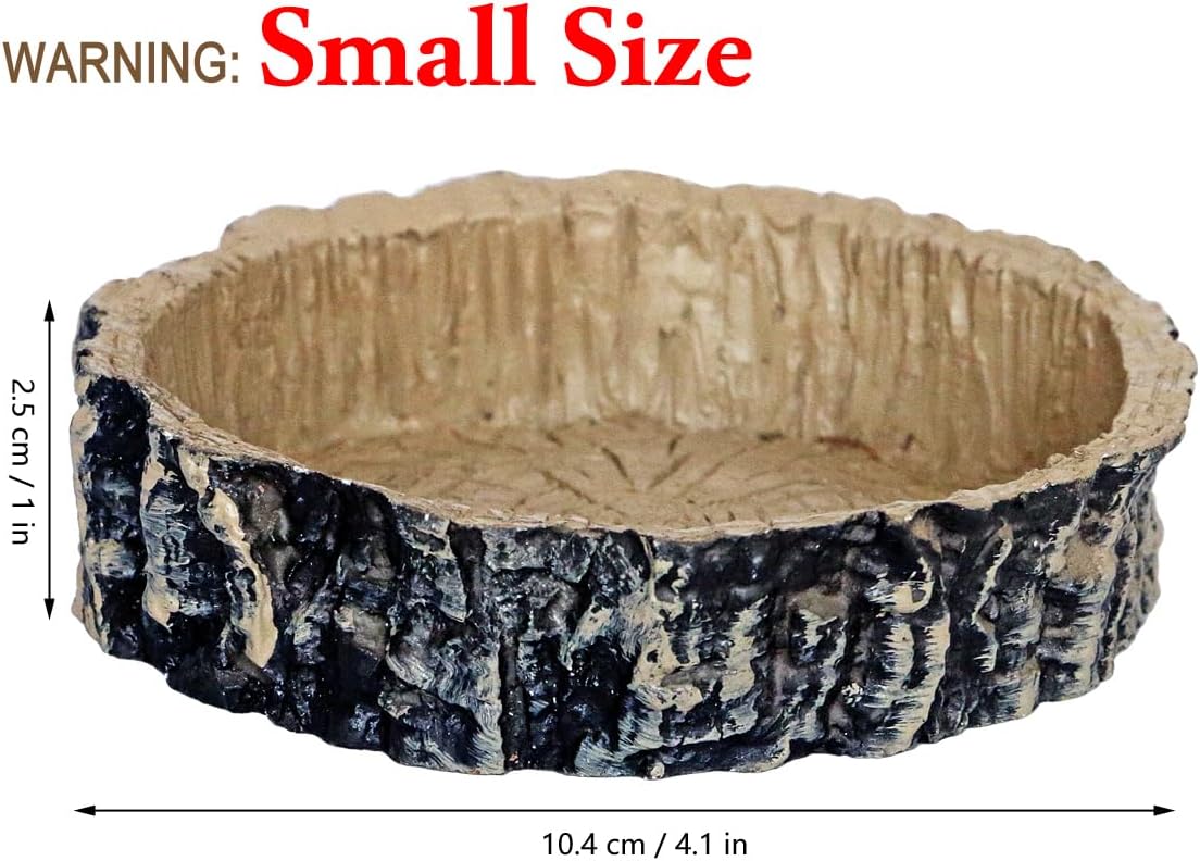 Tree Trunk Feeding Dish Bowl,Reptile Water Dish Food Bowl, Amphibians Tree Trunk Water/Food Bowl, Premium Resin Reptile Feeding Terrarium Bowls for Bearded Dragon Lizard Gecko