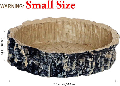 Tree Trunk Feeding Dish Bowl,Reptile Water Dish Food Bowl, Amphibians Tree Trunk Water/Food Bowl, Premium Resin Reptile Feeding Terrarium Bowls for Bearded Dragon Lizard Gecko