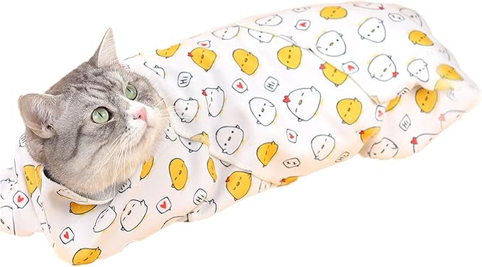 21.7'' Cat Grooming Bag for Nail Trimming - Escape Proof Pet Restraint Wrap for Cats, Calming Swaddle Burrito, Anti-Scratch Anti-Runaway & Anti-Bite, Easy Cat Clipping & Care (M (up to 6 lbs))
