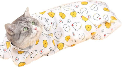 21.7'' Cat Grooming Bag for Nail Trimming - Escape Proof Pet Restraint Wrap for Cats, Calming Swaddle Burrito, Anti-Scratch Anti-Runaway & Anti-Bite, Easy Cat Clipping & Care (M (up to 6 lbs))