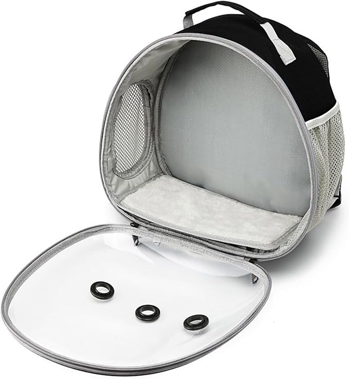 Portable Travel pet Backpack Carrier Small Animal Travel Bag for Hamster, Guinea Pig, Bird, Cat, Rabbit, Pink (Black)