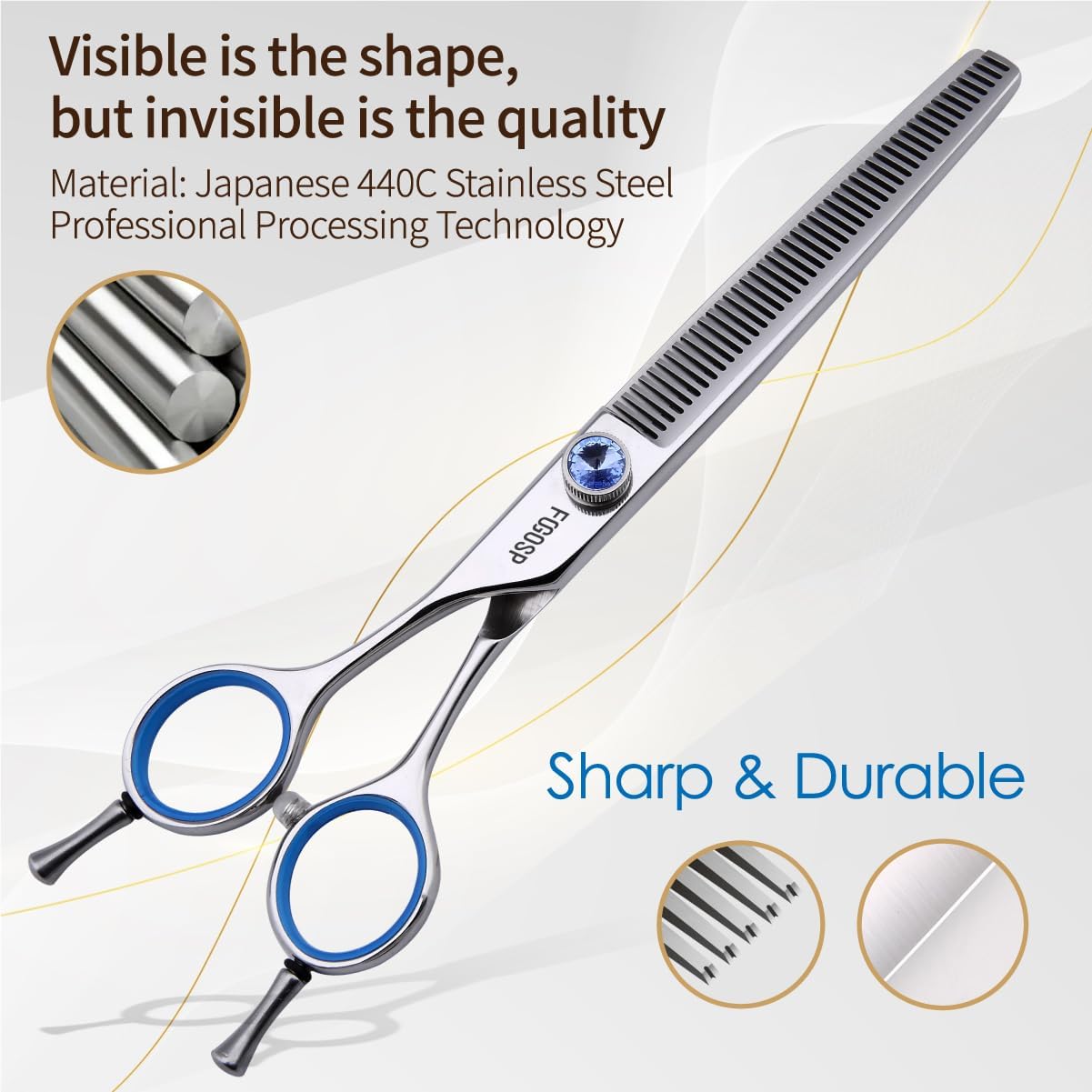 Left Handed Thinning Shears for Dogs 7in Professional Dog Thinning Shears for Grooming 56 Teeth Dog Grooming Scissors for Pet Cat Japanese 440C Stainless Steel(7.0'' Blending)