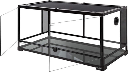 REPTI ZOO 50 Gallon Reptile Glass Tank Terrarium 2 in 1 Side Meshes and Side Glasses Double Hinge Door with Screen Ventilation Tempered Glass 36" x 18" x 17.75"