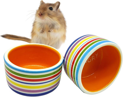 2PCS Hamster Bowl Ceramic Food Water Feeding Dish for Dwarf Syrian Hamsters Gerbils Mice Rats