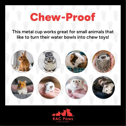 RAC Paws by RentACoop DIY Auto-Fill Metal Cups Waterer Kit - Great for Small Animals, Pets, Bunnies, Ferret, Chickens, Hamsters, Guinea Pigs, Rabbits, Chinchillas, Mice, Rats - 6 Pack