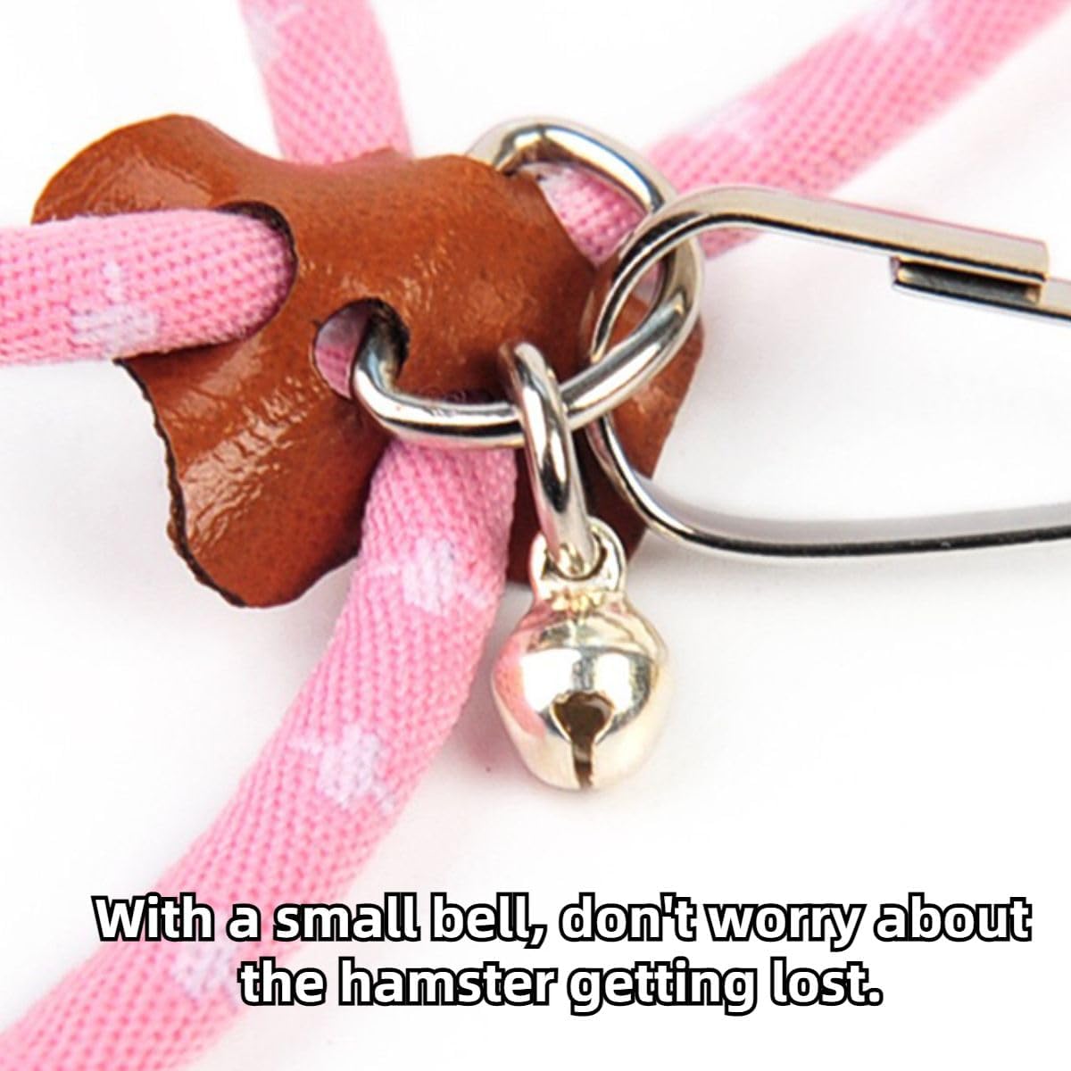Hamster Harness,Adjustable Harness Vest Leash Hamster Chest Straps with a Small Bell Rat Mouse Squirrel Sugar Glider Small Animal (Pink)
