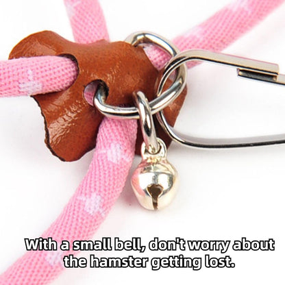 Hamster Harness,Adjustable Harness Vest Leash Hamster Chest Straps with a Small Bell Rat Mouse Squirrel Sugar Glider Small Animal (Pink)