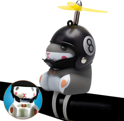 wonuu Duck Bike Bell with Light and Helmet Cute Hamster Bicycle Horn, Dashboard Decoration Hamster Toy Motorcycle Bike Bells Rubber Duck Car Dashboard Decorations