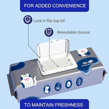 MIOSSZI 480 PCS Dog Cleaning Wipes for Paws and Butt Dog Wipes Cleaning Deodorizing Pet Wipes for Dogs & Cats for Dogs Grooming Wipes Extra Thick Puppy Wipes