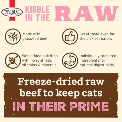 Primal Kibble in The Raw, Freeze Dried Cat Food, Beef, Scoop & Serve, Made with Raw Protein, Whole Ingredient Nutrition, Crafted in The USA, Dry Cat Food, 64 Ounce (4 lb) Bag