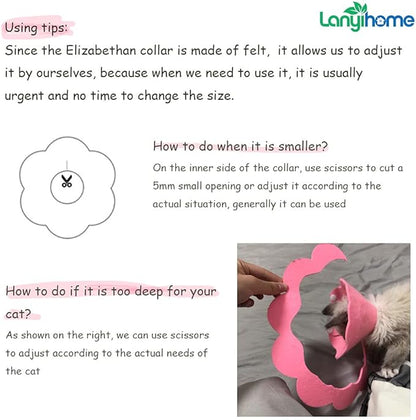 Cat Recovery Collar - Cute Flower Neck Cat Cones After Surgery, Adjustable, Surgery Recovery Elizabethan Collars for Kitten Cats Puppy Rabbits M Size (2pcs)