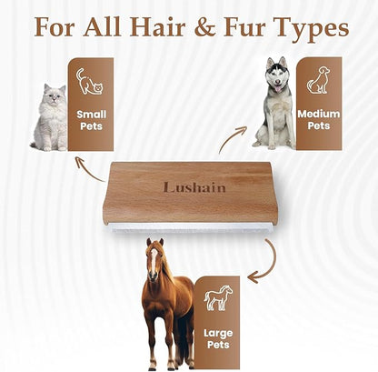 Deshedding Brush for Dogs & Cats | Professional Pet Grooming Tool | Removes Loose Fur, Dirt & Hair | Small, Medium & Large Pets | Ergonomic Wooden Handle| 5 Inches (Nature Wood, 5 inch)