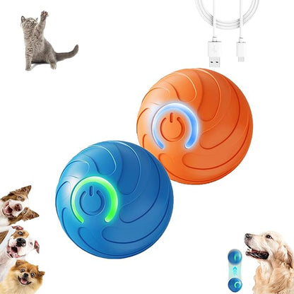 2PCS Smart Jumping Ball for Dogs,Duraspin Dog Bouncing Ball,Automatic Rolling,Interactive Bouncing Toys for Small Dogs,Puppy Toys(Orange+Blue)