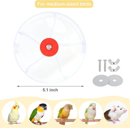 Bird Creative Foraging System Wheel Seed Food Ball Rotate Training Toy for Small and Medium Parrots Parakeet Cockatiel Conure (Clear)