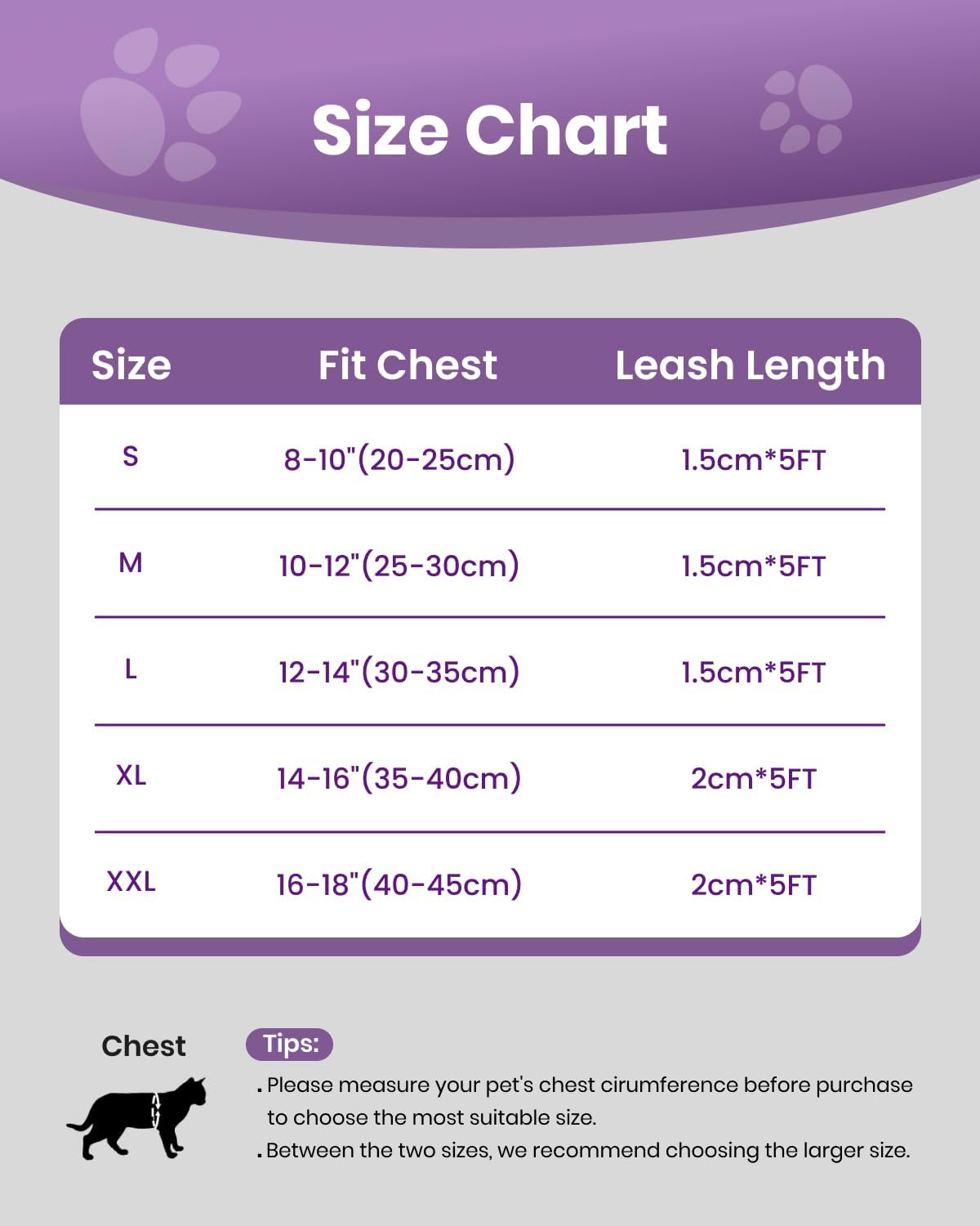 FAYOGOO Cat Harness, Cat Leash and Harness Set for Walking Escape Proof, Harness for Small Cats/Small Dogs, Large Kitten/Puppy Harness and Leash, Harness for Cats S-XXL(Modern Violet, X-Large)