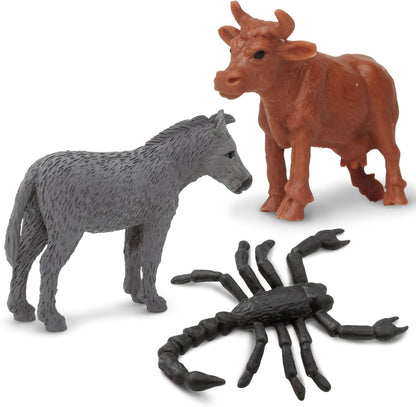 Safari Ltd. Good Luck Minis Wild West Fun Pack – 8 Mini Figurines Including Cow, Scorpion, Bison, Donkey, Pony, Wolf, Rattlesnake, Golden Eagle – Educational Toy Figures for Boys, Girls & Kids Ages 5+