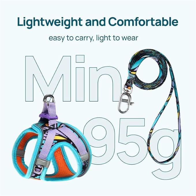 Cat Harness and Leash Set, Step-in Escape Proof Adjustable Vest Harness for Small Medium Large Cats, Lightweight Soft Breathable Reflective Kitten Harness for Walking Travel, Camping(Blue, S)