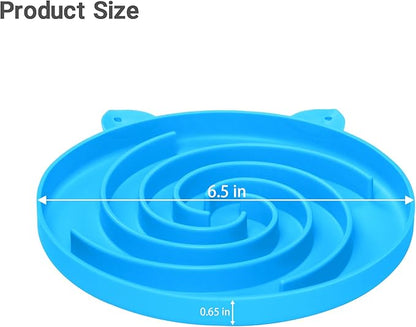 Slow Feeder Cat Bowl, Easy to Clean Silicone Bowl, Ideal for Dry and Wet Food (Yellow and Blue)