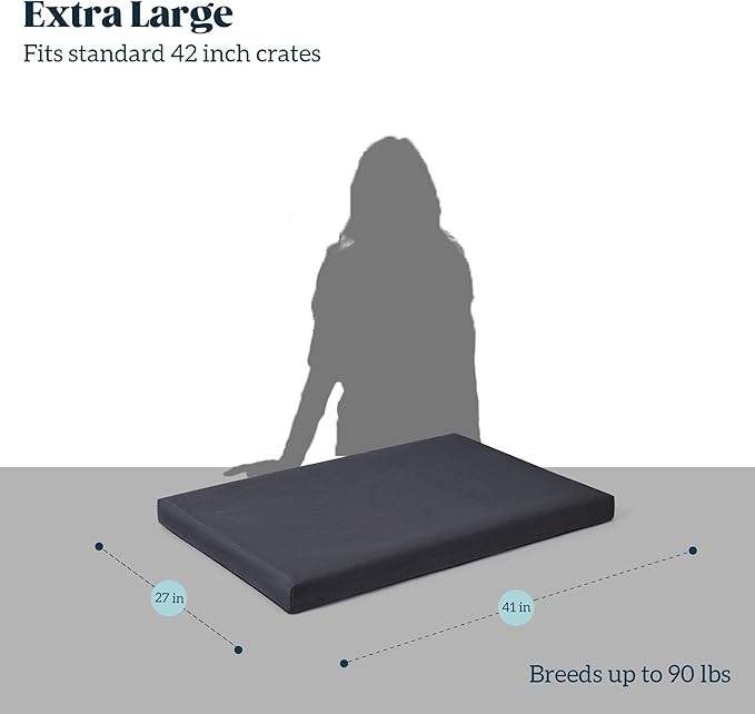 Cybarmour Chew Proof Dog Bed - Orthopedic Indestructible Dog Crate Pad - Outdoor Waterproof Kennel Mat for Aggressive Chewers - Large Breeds & Fits 42-Inch Crate - 41"x27", Black